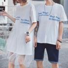 Couple Matching Elbow-sleeve Letter T-shirt / Dress