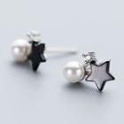 Sterling Silver Pearl Star Earring