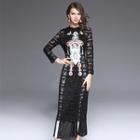 Long-sleeve Embroidered Lace Dress