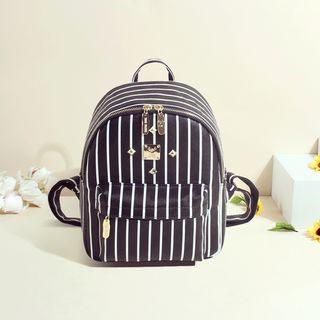 Striped / Galaxy Print Faux Leather Backpack