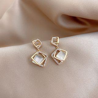 Rhinestone Dangle Earring 1 Pair - Rhombus - One Size