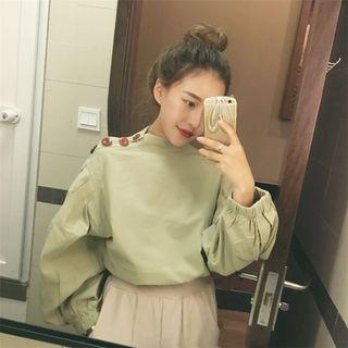 Button Detail Reversible Long-sleeve Blouse