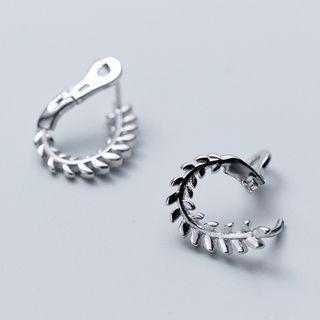 925 Sterling Silver Leaf Huggy Earring As Shown In Figure - One Size