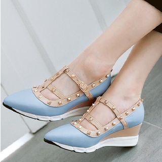 Studded Pointed Wedge Pumps