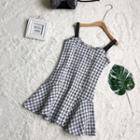 Sleeveless Tweed Frill Trim Mini A-line Dress