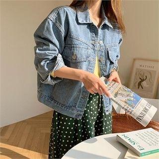 Washed Denim Jacket Blue -- One Size