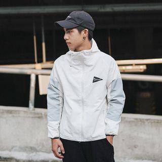 Panel Sleeve Zipped Hooded Jacket