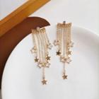 Star Fringed Earring 1 Pair - S925 Silver Needle - Earring - Gold - One Size