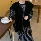 Striped Midi Sweatshirt Dress / Scarf
