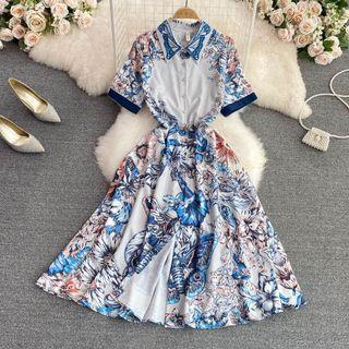 Butterfly Print Shirt Dress