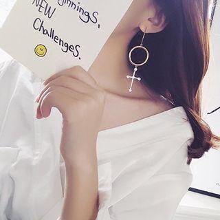 Cz Cross Drop Earring