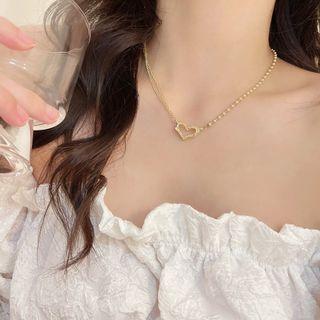 Heart Asymmetrical Alloy Choker Gold - One Size