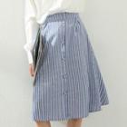 Button-front Striped A-line Skirt
