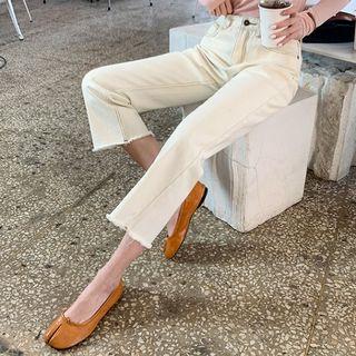 Fringe-hem Stitched Wide-leg Pants