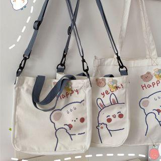 Printed Canvas Crossbody Bag / Shopper Bag