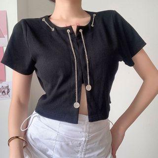 Short-sleeve Chained Crop Top