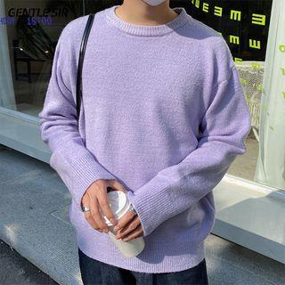 Long-sleeve Crewneck Plain Sweater