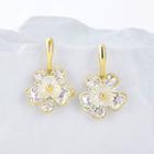 Flower Shell Rhinestone Alloy Dangle Earring 1 Pair - Gold - One Size