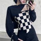 Plain Shrug / Checkerboard Camisole Top