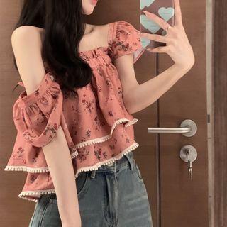 Sleeveless Floral Blouse Floral - Pink - One Size