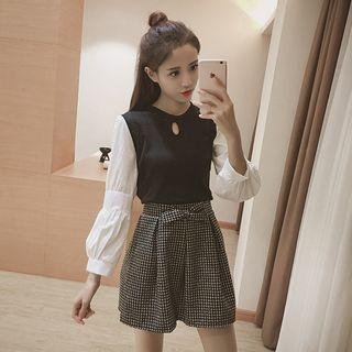 Set: Mock Two Piece Top + A-line Skirt