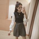 Set: Mock Two Piece Top + A-line Skirt