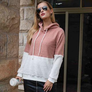Two-tone Fleece Drawstring Hoodie