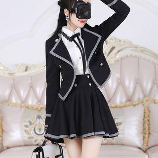 Set: Piped Blazer + Mini A-line Skirt