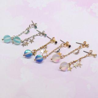 Star Moonstone Dangle Earring