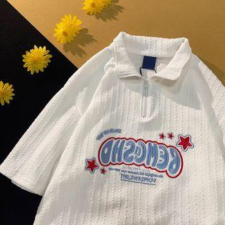 Half-zip Printed Short-sleeve Polo Shirt