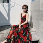 Strappy Floral Print A-line Maxi Dress