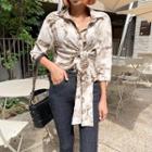 Knot-front Patterned Blouse