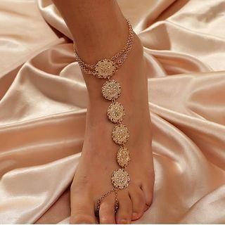 Disc Alloy Toe Ring Anklet Gold - One Size
