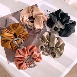 Rhinestone Letter D Fabric Hair Tie