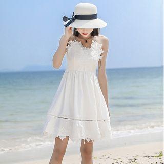 Strappy Embroidered A-line Mini Dress