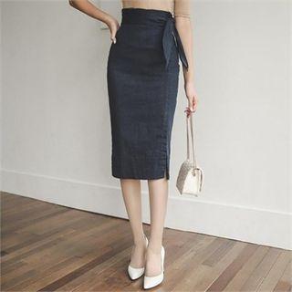 High-waist Slit-hem Pencil Skirt