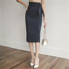 High-waist Slit-hem Pencil Skirt