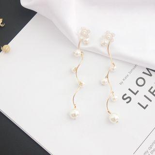 Faux Pearl Floral Swirl Dangle Earring