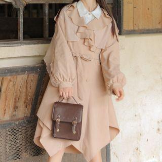 Ruffle Long Trench Coat