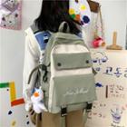 Letter Embroidered Contrast Panel Backpack