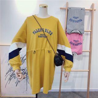 Letter Color Block Sweatshirt Dress