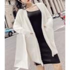 Open-front Furry Cardigan White - One Size