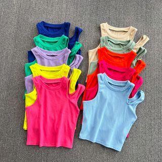 Cold Shoulder Plain Tank Top