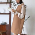 Stand Collar Dotted Blouse P81073 - Almond - One Size