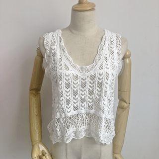 Sleeveless Knit Lace Top