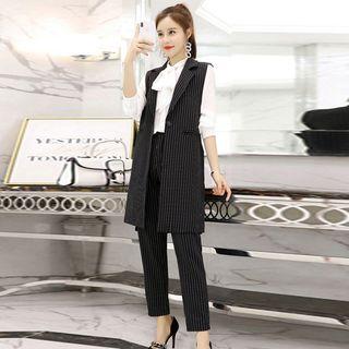 Set: Stripe Long Vest + Stripe Dress Pants