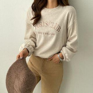 Letter-embriodered Fleece-lined Sweatshirt