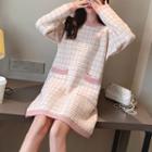 Long-sleeve Plaid Mini Sweater Dress