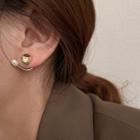 Heart Freshwater Pearl Alloy Earring 1 Pair - Silver Stud - Gold - One Size