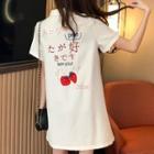 Short-sleeve Embroidered Mini A-line Polo Dress